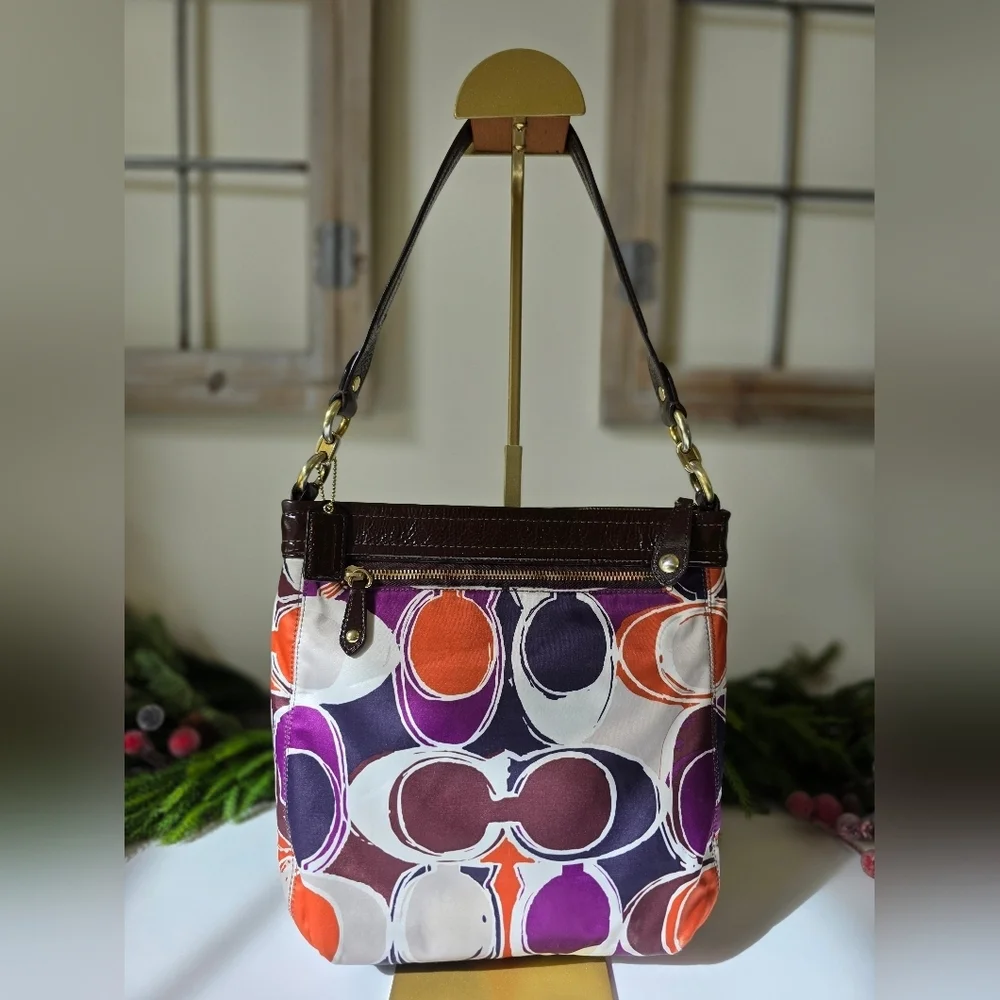 Coach Ashley Scarf Print Hippie Shoulder/Crossbody - Multicolor Logo Sateen - Picture 7 of 13